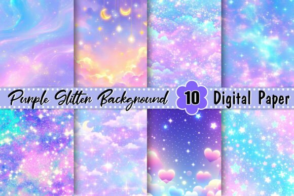Download Purple Glitter Unicorn Background - Round Collection