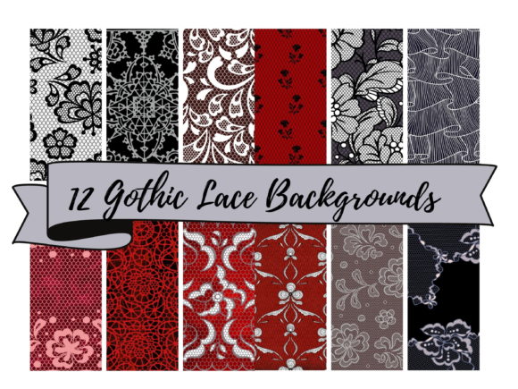 Download 12 Gothic Lace Background Papers 12" - Round Collection
