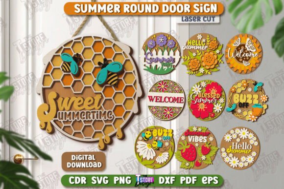 Download Summer Round Signs Laser Cut Bundle |CNC - Round Collection