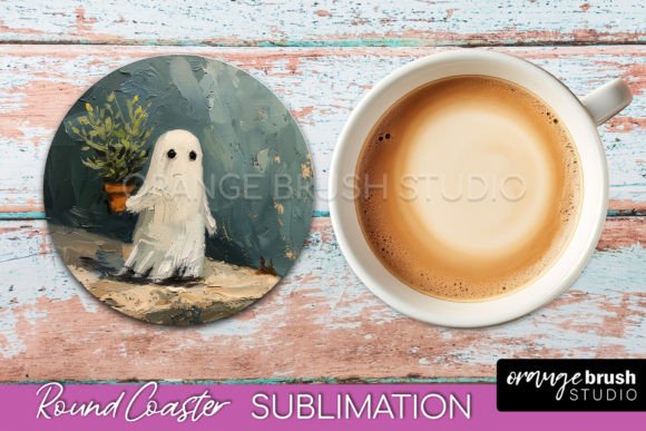 Download Halloween Ghost Round Coaster Design - Coaster design Collection