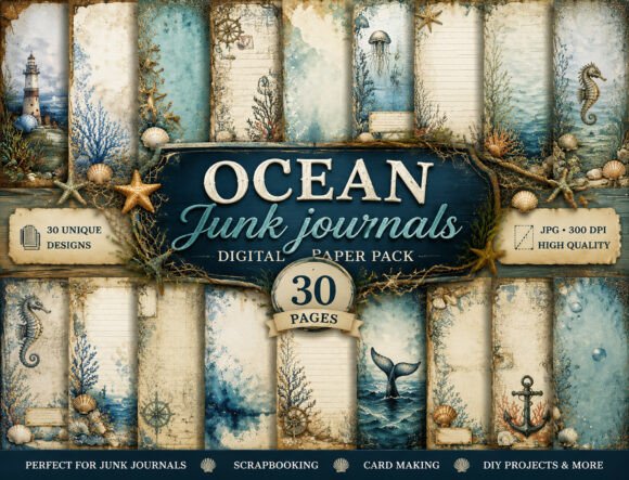 Download Vintage Coastal Seashell Background - Round Collection