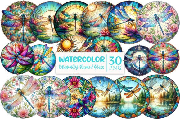 Download Dragonfly Stained Glass Round Clipart - Round Collection