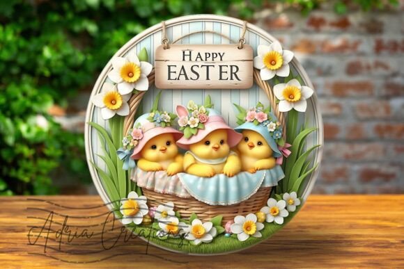 Download 3D Easter Baby Chickens Round Design - Round Collection