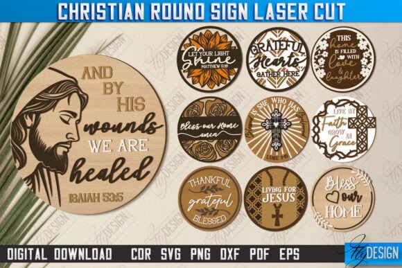 Download Christian Round Signs Laser Cut Bundle - Round Collection