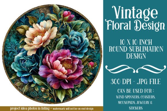 Download Pretty Blue Pink Floral Round Design 26 - Round Collection