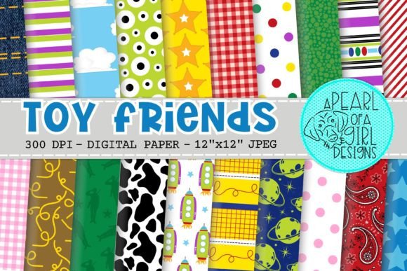 Download Toy Friends Digital Paper, Background - Round Collection