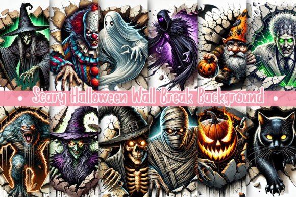 Download Scary Halloween Wall Break Background - Round Collection