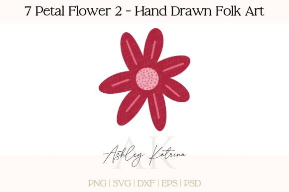 Download 7 Petal Flower 2 - Hand Drawn Folk Art - Premium Resources