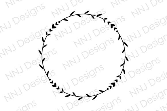 Download Laurel Leaf Heart Wreath Round Frame - Round Collection